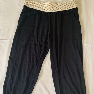European Black Capris with Woven Waist